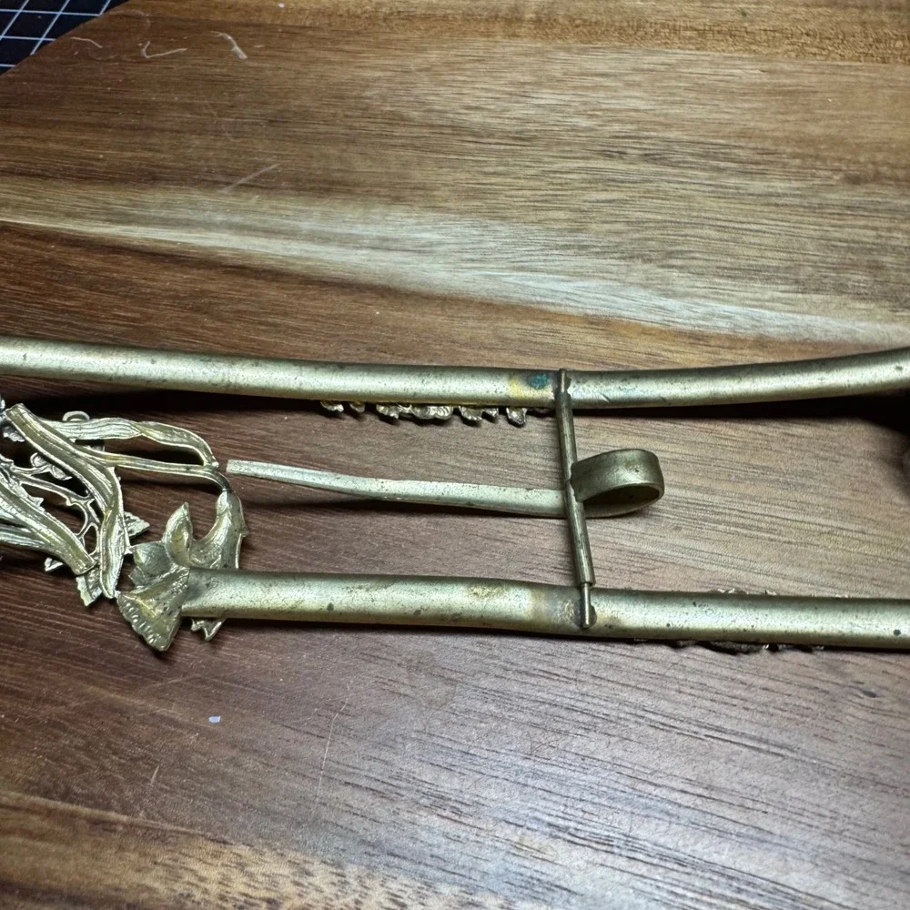 Vintage Art Nouveau Brass Floral Sash Buckle Ornate Lily Rose Edwardian Style